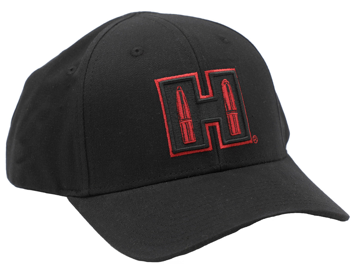 Hornady 99211 Semi-Structured Trucker Cap Black Red H Patch