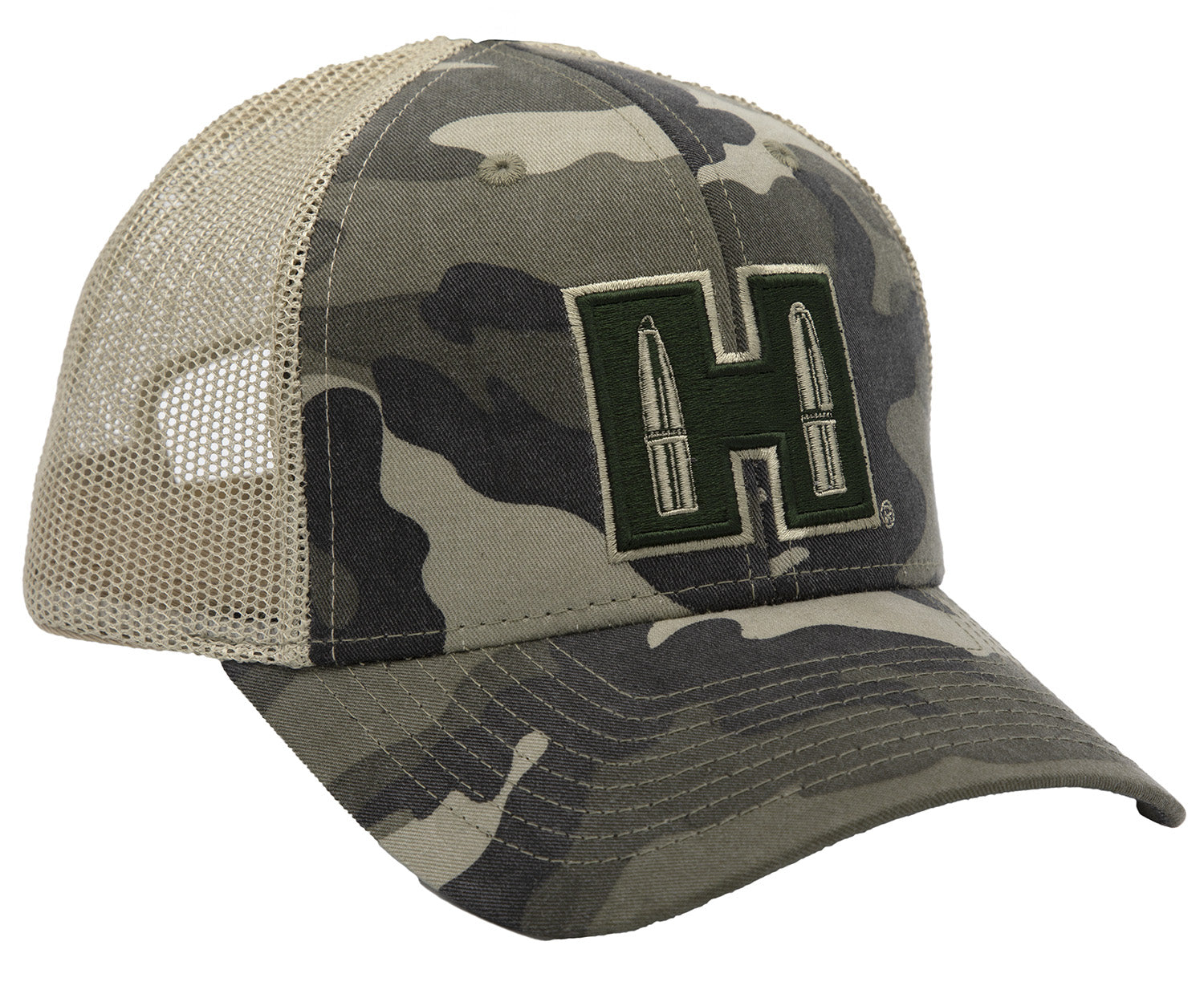 Hornady 99215 Established Structured Camo Mesh Cap Hornady Logo