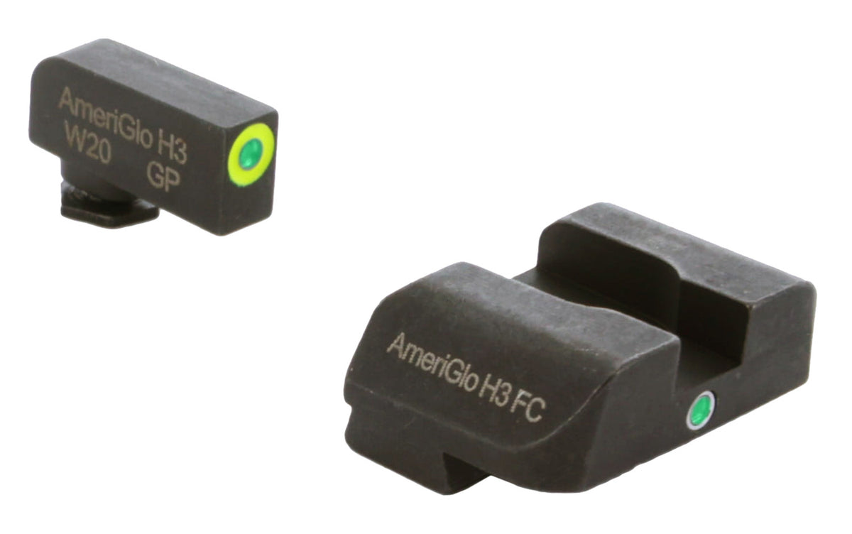 AmeriGlo GL301 Glock i-Dot Night Sight Set – Green Tritium Front with LumiGreen Outline & Green Tritium Rear