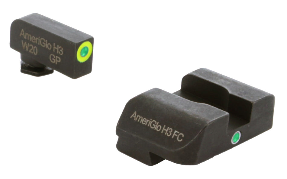 AmeriGlo GL301 Glock i-Dot Night Sight Set – Green Tritium Front with LumiGreen Outline & Green Tritium Rear
