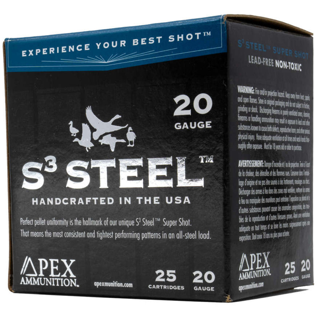 Apex 20 Gauge Shotgun Shells Waterfowl S3 Steel #4 1 oz 3 in