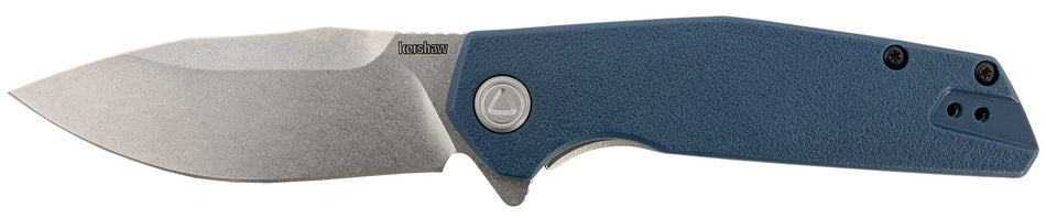 Kershaw Lucid 2036 3.20" Folding Clip Point Plain 8Cr13MoV Stonewashed Blade, Blue Glass Filled Nylon Handle, Includes Pocket Clip