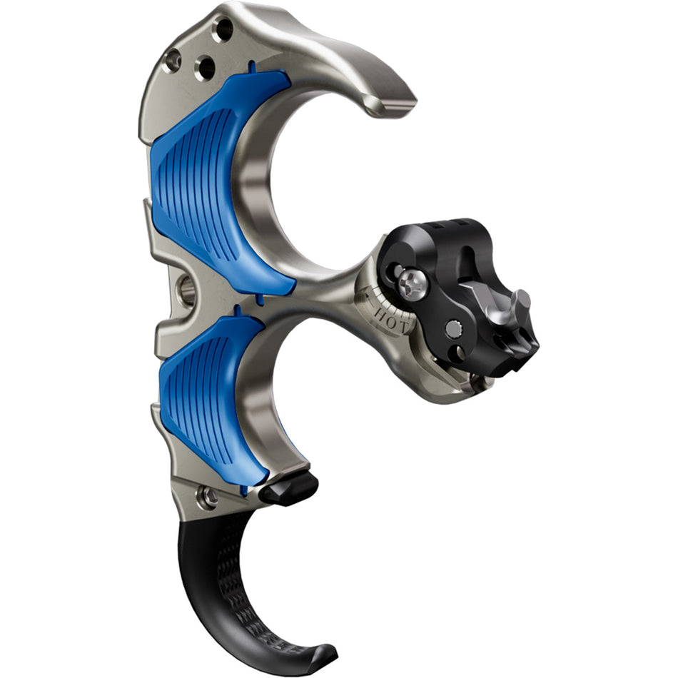 Tru Ball Aileron HBC Flex Release Aid, 3 Finger, Blue and Quick Silver Brass, Medium
