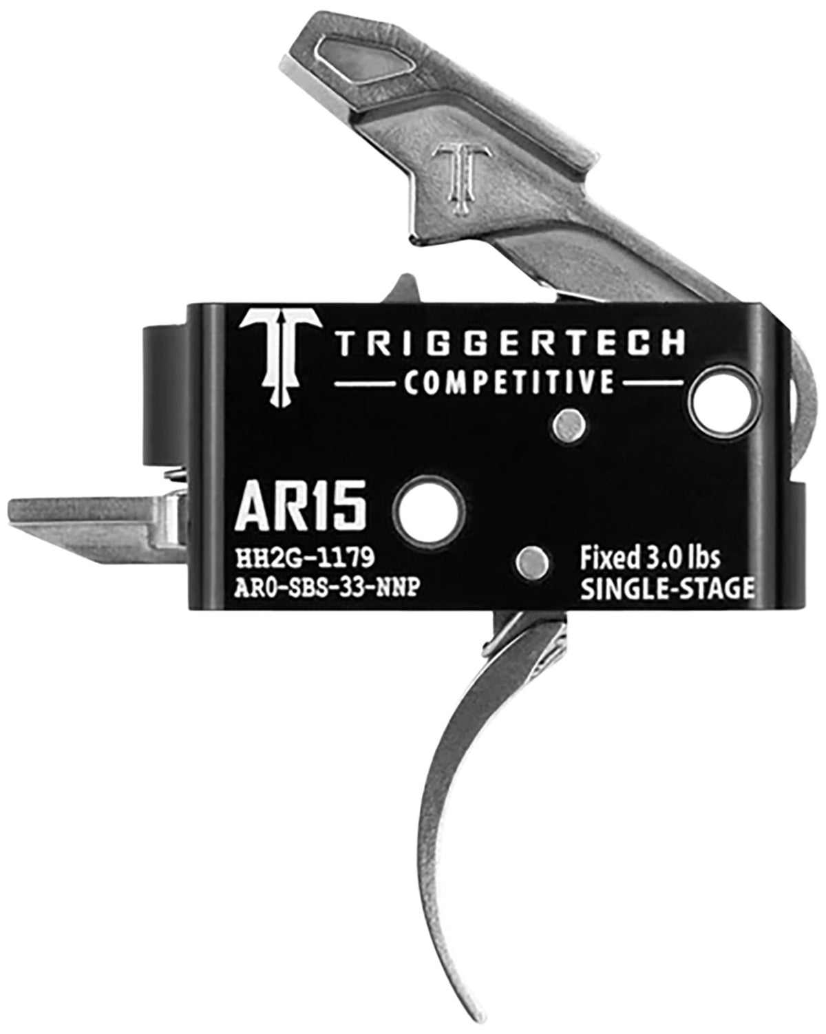 TriggerTech Competitive Stainless Pro Single-Stage Curved Trigger for AR-15, 3 lb Fixed Pull