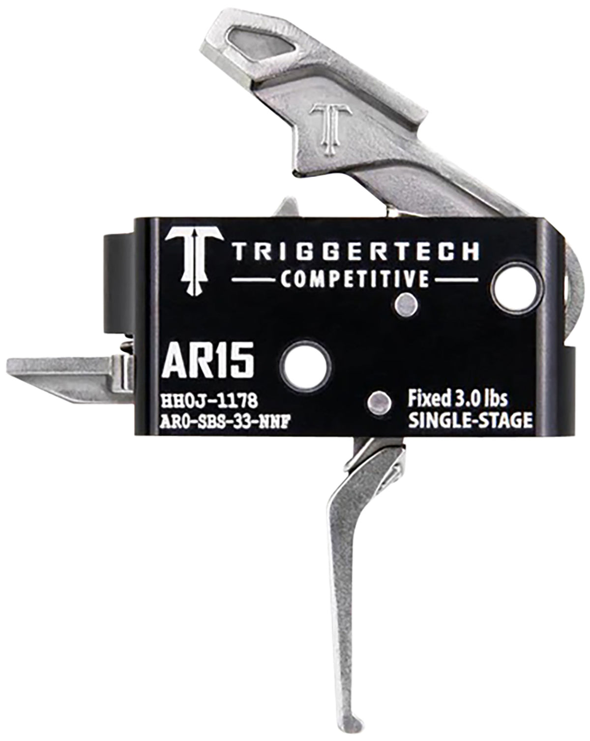 TriggerTech Competitive Stainless Single-Stage Flat Trigger for AR-15, 3 lb Fixed Pull