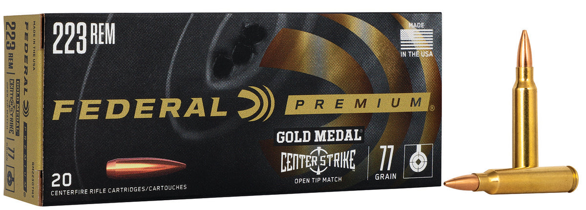 Federal .223 Remington GM223OTM3 Premium Gold Medal Open Tip Match OTM 77 Grain
