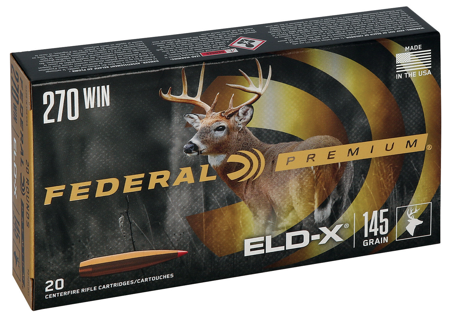 Federal .270 Winchester P270ELDX1 Premium ELD-X Extremely Low Drag-eXpanding 145 Grain