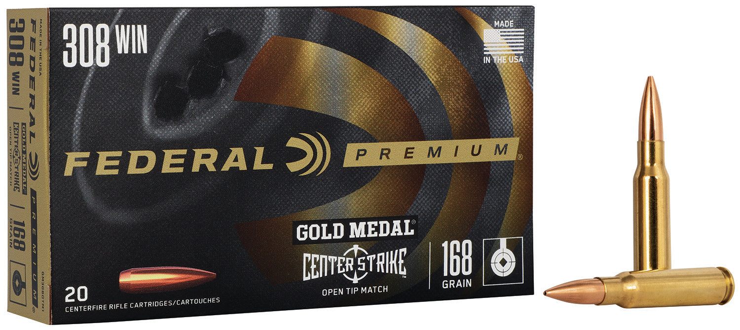 Federal .308 Win / 7.62x51mm GM308OTM1 Premium Gold Medal Open Tip Match OTM 168 Grain