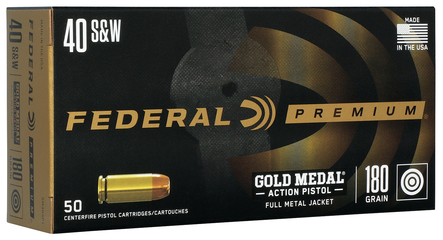 Federal .40 S&W GM40AP1 Gold Medal Full Metal Jacket FMJ 180 Grain