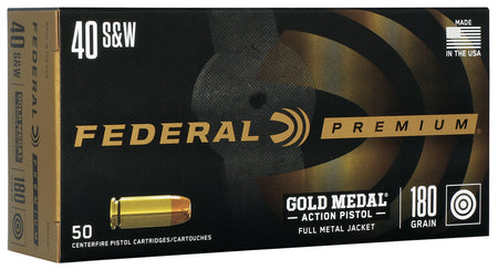Federal .40 S&W GM40AP1 Gold Medal Full Metal Jacket FMJ 180 Grain
