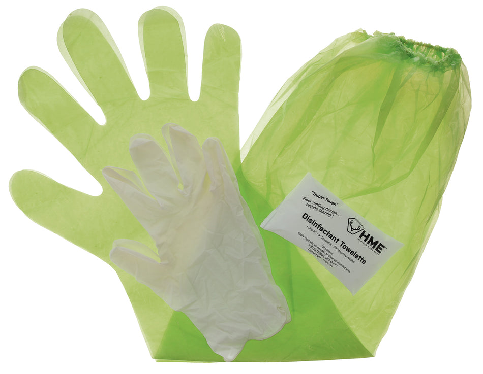 HME Game Cleaning Glove Set Lime Green Shoulder Length and Form-Fitting