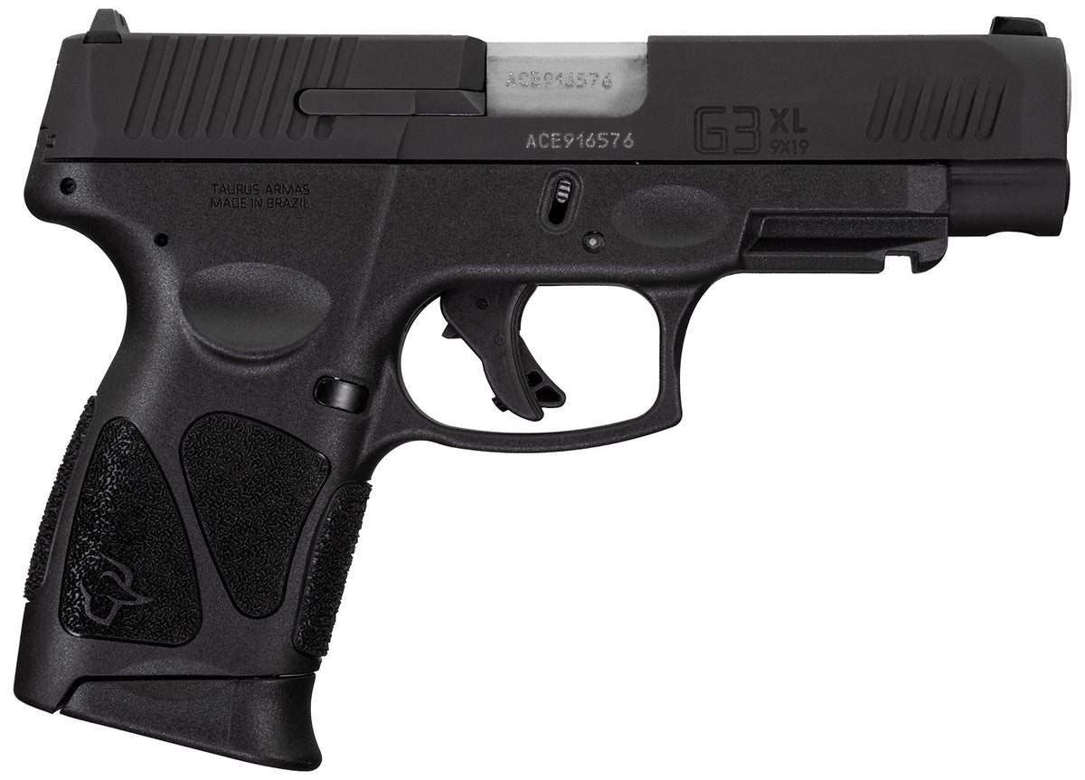 Taurus G3XL Compact 9mm Luger Pistol 10+1 4" Matte Stainless Barrel, Serrated Slide, Black Polymer Frame with Picatinny Rail