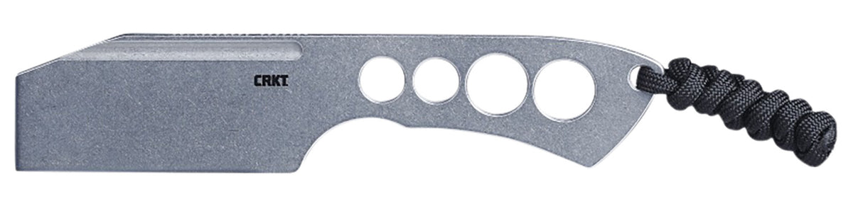 CRKT Razel Chisel Fixed Blade Knife 2" Stonewashed 8Cr13MoV Stainless Blade Silver Skeletonized Handle Includes Cord Fob and Sheath
