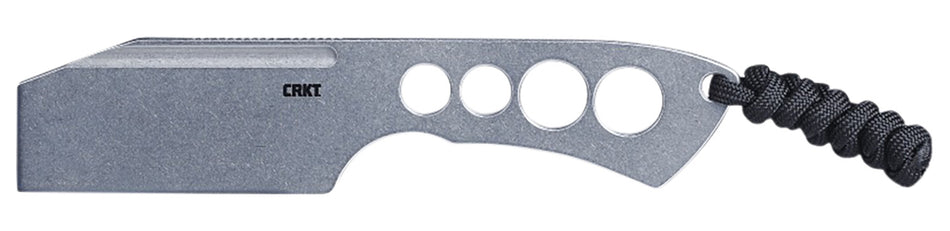 CRKT Razel Chisel Fixed Blade Knife 2" Stonewashed 8Cr13MoV Stainless Blade Silver Skeletonized Handle Includes Cord Fob and Sheath
