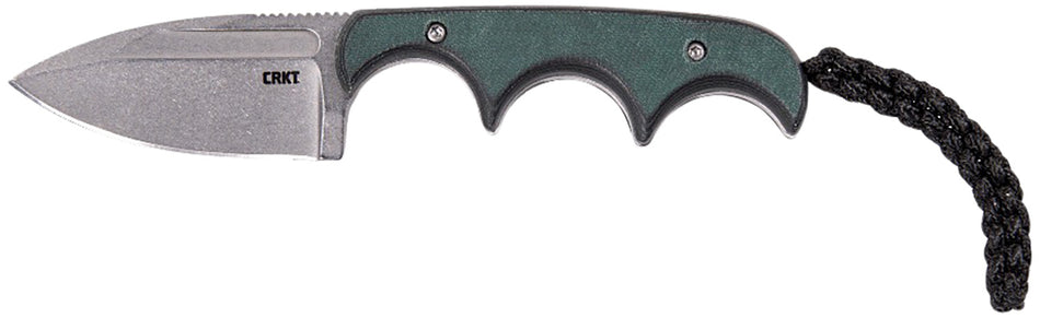 CRKT Minimalist Compact Fixed Blade Knife 2.15" Stonewashed 8Cr13MoV Stainless Spear Point Green Polished Resin Handle