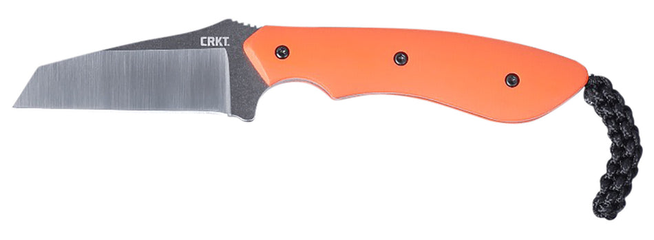 CRKT S.P.I.T. Fixed Blade Knife 2.29" Stonewashed 8Cr13MoV Stainless Inverse Tanto Blade Orange G10 Handle Includes Sheath