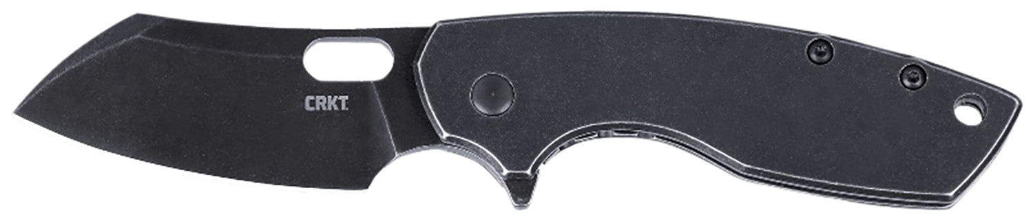 CRKT Pilar Large Folding EDC Knife 2.67" Black Stonewashed 8Cr13MoV Stainless Blade Black Stainless Steel Handle and Clip