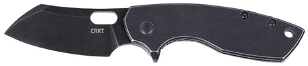 CRKT Pilar Large Folding EDC Knife 2.67" Black Stonewashed 8Cr13MoV Stainless Blade Black Stainless Steel Handle and Clip
