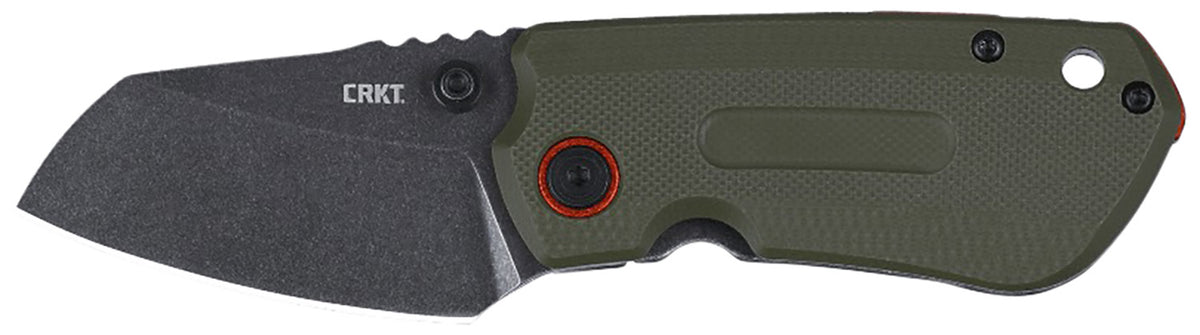 CRKT Overland Compact Folding Knife 2.24" Stonewashed D2 Steel Blade Green and Orange G10 Stainless Handle with Pocket Clip