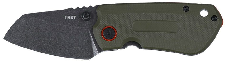 CRKT Overland Compact Folding Knife 2.24" Stonewashed D2 Steel Blade Green and Orange G10 Stainless Handle with Pocket Clip