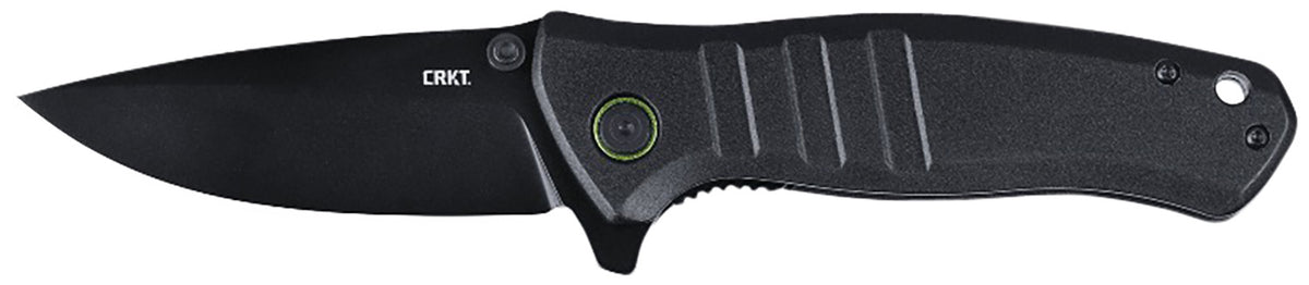 CRKT Dextro Folding EDC Knife 3.18" Black TiNi D2 Steel Drop Point Blade Black Aluminum Handle IKBS Bearings and Clip