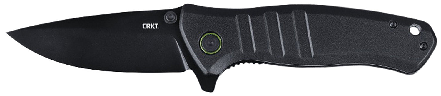 CRKT Dextro Folding EDC Knife 3.18" Black TiNi D2 Steel Drop Point Blade Black Aluminum Handle IKBS Bearings and Clip