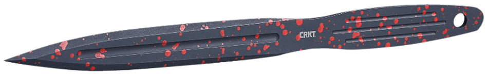 CRKT Onion Throwing Knives Set of 3, 6.25" Fixed Spear Point Non-Sharp 1050 Carbon Blade, Black with Red Spatter, Nylon Sheath