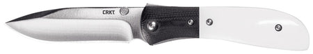 CRKT M4-02M Folding Knife 3.25" Plain Satin 8Cr13MoV SS Blade, White Resin Fiber and Black G10 Bolster Handle