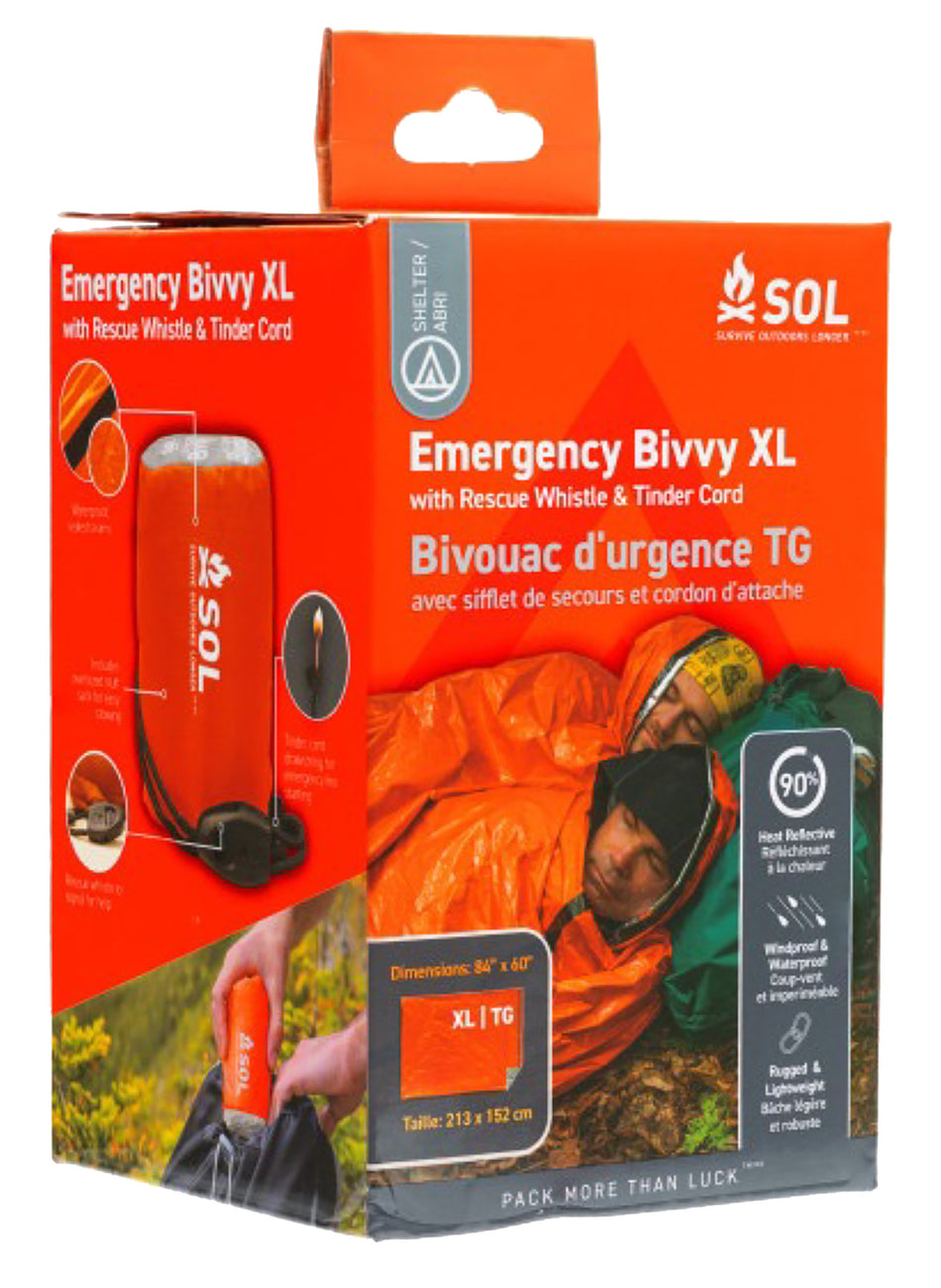 AMK SOL Bivvy XL Waterproof Emergency Shelter with Rescue Whistle - Orange