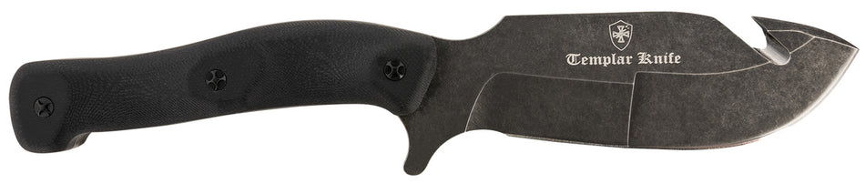 Templar Knife HBK321 Reagan Field Dressing Fixed Gut Hook 4.60-Inch D2 Steel Blade with 4.55" Black G10 Handle