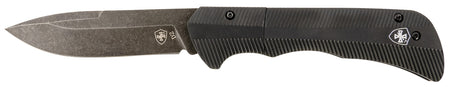 Templar Knife AAABK321 Auto Assist Folding Drop Point 3.50-Inch Stonewashed D2 Blade, 4.25" Black Oxide Aluminum Handle