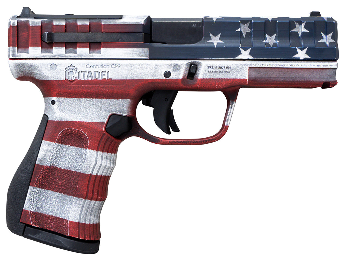 Citadel CITCP9USACAN Centurion CP9 Compact 9mm Luger 14+1, 4" Barrel, American Flag Cerakote Slide with Matching Ammo Can