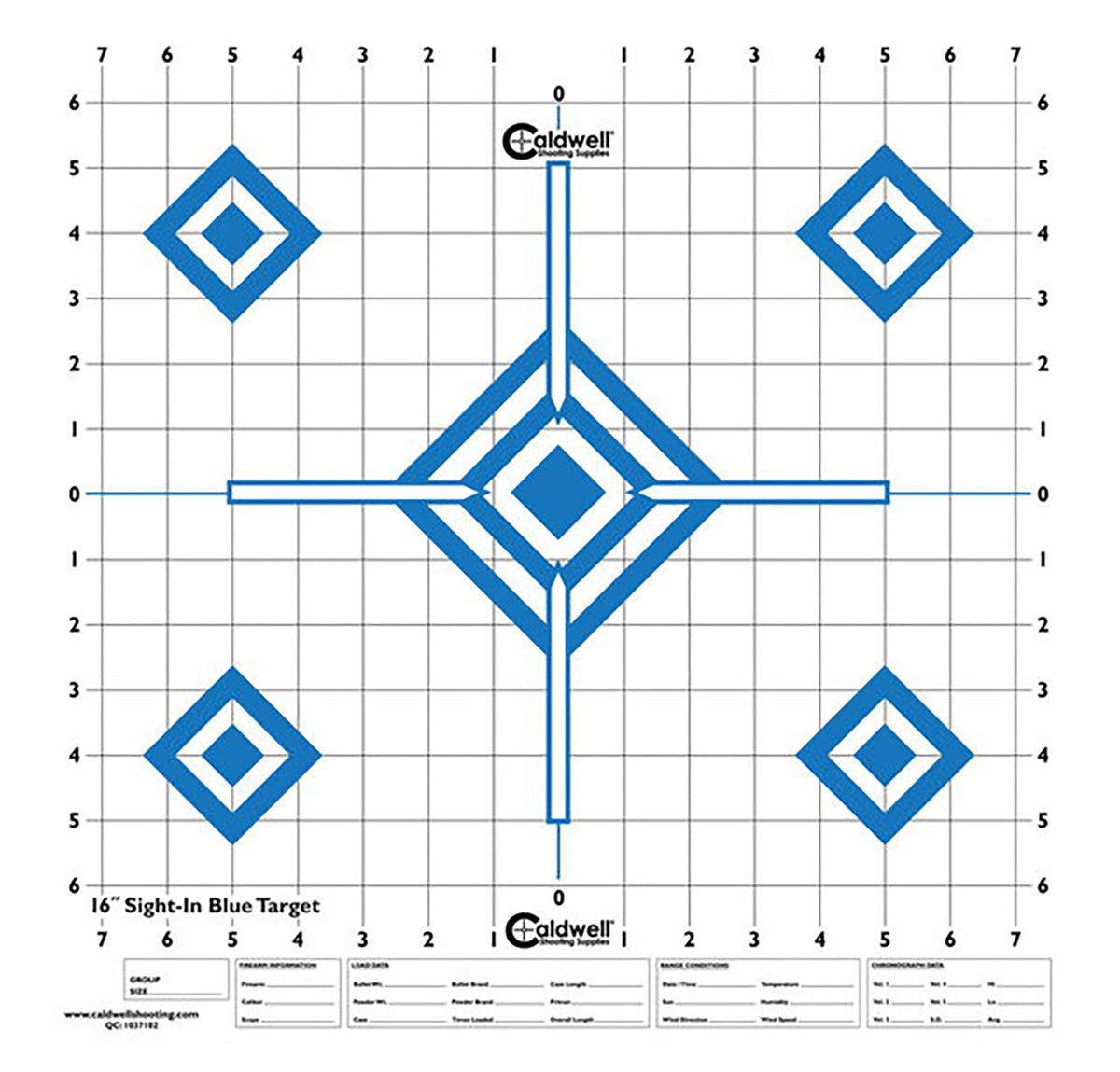 Caldwell Diamond Blue Self-Adhesive Paper Shooting Target 16 Inch Blue/White Pack of 10