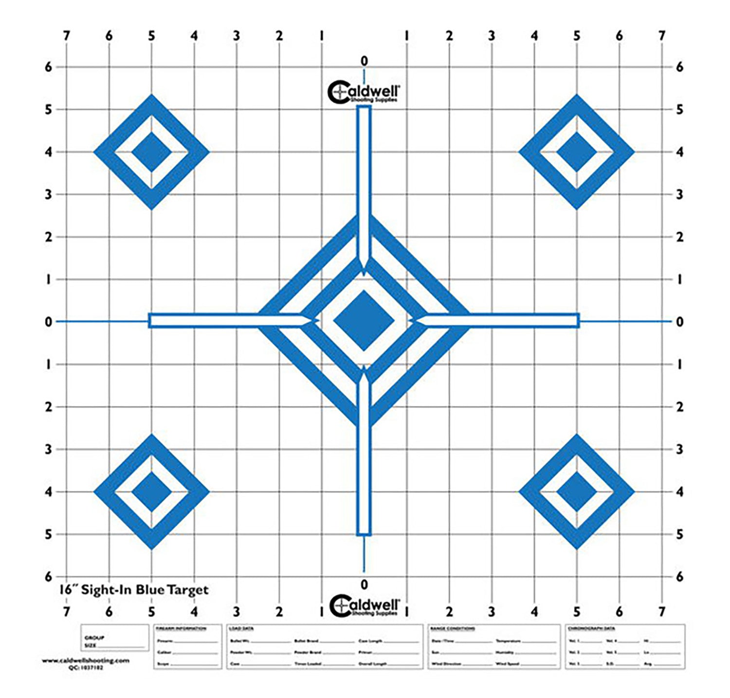 Caldwell Diamond Blue Self-Adhesive Paper Shooting Target 16 Inch Blue/White Pack of 10