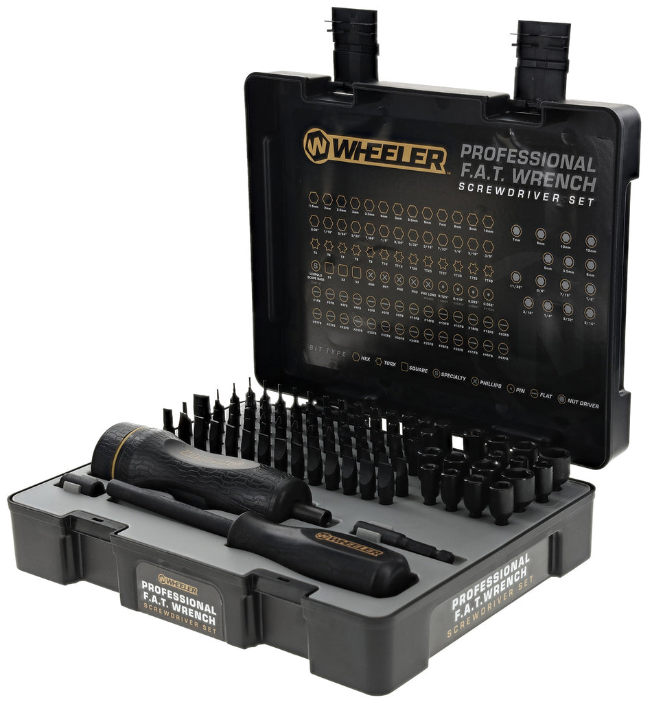 Wheeler Pro F.A.T. Wrench and Screwdriver Combo Set, 100 Pieces, Rubber Grip Handle