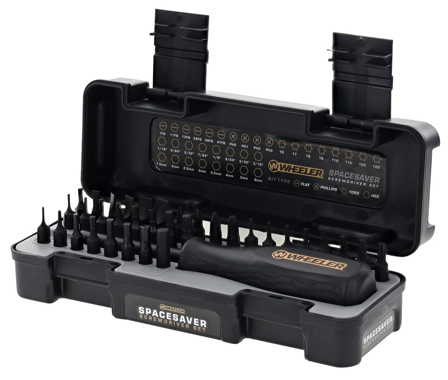 Wheeler SpaceSaver 36-Piece Screwdriver Set with Rubber Grip Handle and Magnetized Tip