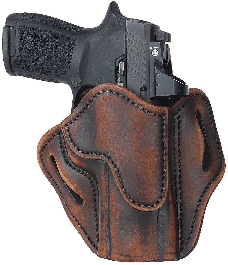 1791 Gunleather ORBH24VTGR Optic Ready OWB Size 2.4 Vintage Leather Belt Holster Fits Sig P320/Walther PPQ/Springfield XD-M RH