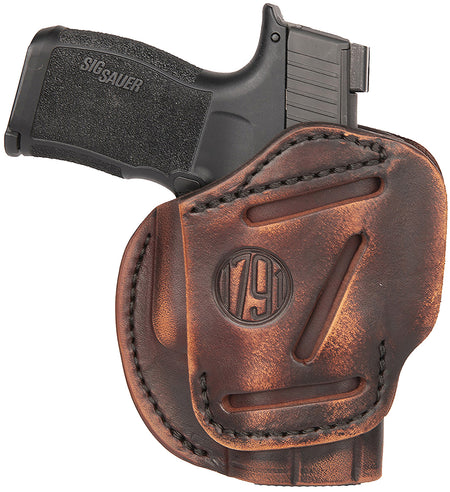 1791 Gunleather 3WH2VTGA 3-Way Concealment & Belt Holster Size 02 Vintage Leather Fits Glock 42/43/Ruger LCP Ambidextrous