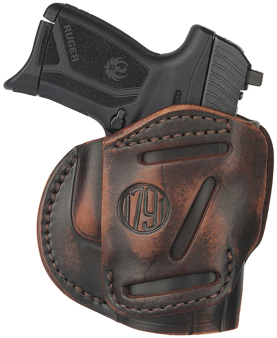1791 Gunleather 3WH4VTGA 3-Way Concealment & Belt Holster Size 04 Vintage Leather Fits Springfield XDS/XDE/Taurus G2C Ambidextrous