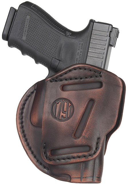 1791 Gunleather 3WH5VTGA 3-Way Concealment Holster Size 05 Vintage Leather Belt Loop Ambidextrous