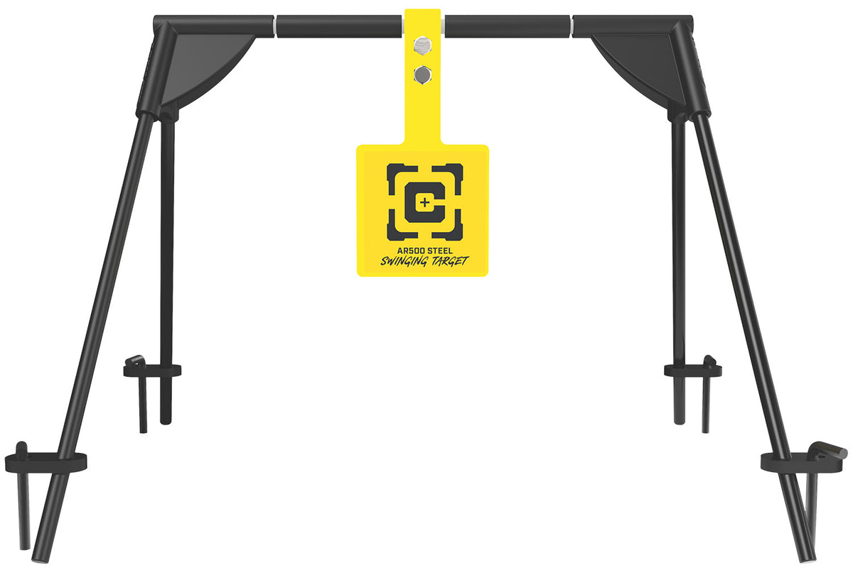 Caldwell AR500 Swinging Rifle Target Black and Yellow Steel 3/8-Inch Thick Includes Stakes
