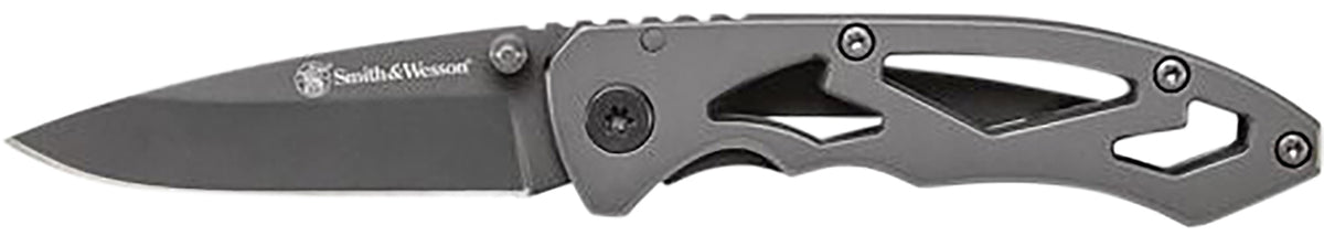 Smith & Wesson Skeletonized CK400CP Folding Drop Point Knife 2.20" Stainless Steel Blade 3.20" Handle Pocket Clip
