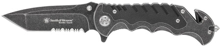 Smith & Wesson Border Guard SWBG10SCP Folding Knife 3.50" Partially Serrated SS Blade Aluminum G10 Handle Glass Breaker