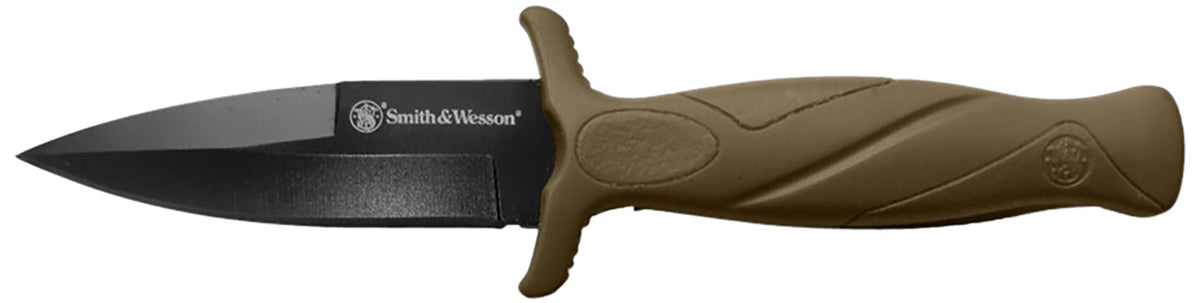Smith & Wesson H.R.T. 1100073 Fixed Blade Boot Knife 2.75" Black Oxide SS Blade FDE Rubber Handle Polymer Sheath