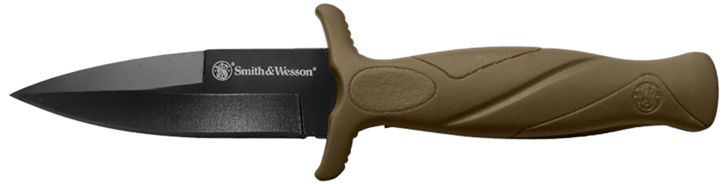 Smith & Wesson H.R.T. 1100073 Fixed Blade Boot Knife 2.75" Black Oxide SS Blade FDE Rubber Handle Polymer Sheath