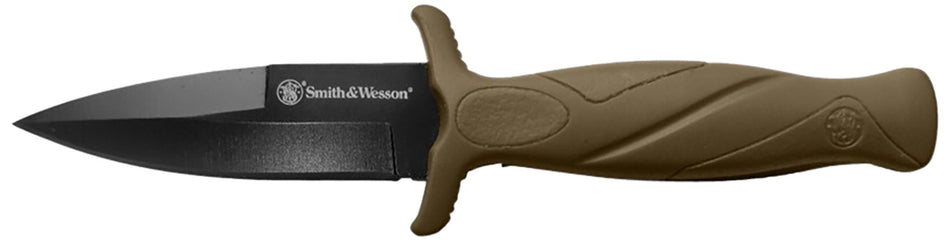 Smith & Wesson H.R.T. 1100073 Fixed Blade Boot Knife 2.75" Black Oxide SS Blade FDE Rubber Handle Polymer Sheath