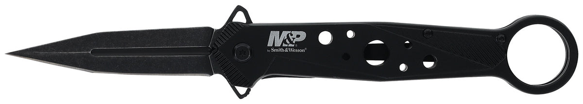 Smith & Wesson 1193183 M&P Spring-Assisted Folding Dagger Plain Black 8Cr13MoV Stainless Steel Blade
