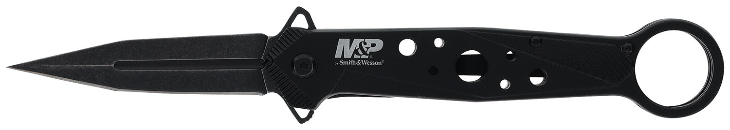 Smith & Wesson 1193183 M&P Spring-Assisted Folding Dagger Plain Black 8Cr13MoV Stainless Steel Blade