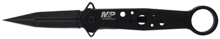 Smith & Wesson 1193183 M&P Spring-Assisted Folding Dagger Plain Black 8Cr13MoV Stainless Steel Blade