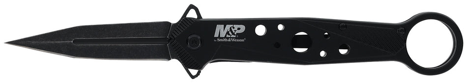 Smith & Wesson 1193183 M&P Spring-Assisted Folding Dagger Plain Black 8Cr13MoV Stainless Steel Blade